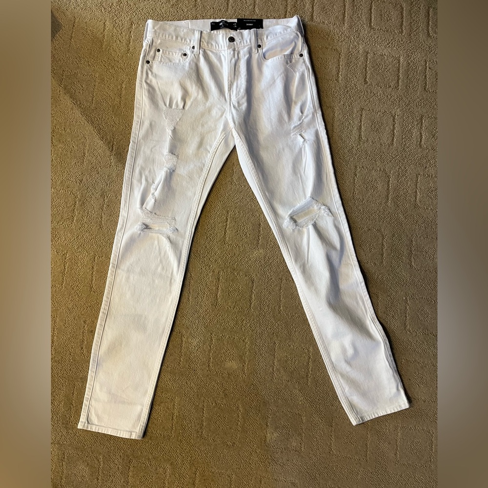 Hollister Men's White Distressed Skinny Jeans